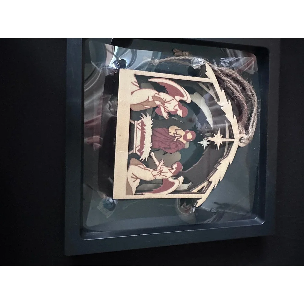 Yelsky Wooden Nativity Scene 3D Layered Christmas‎ Ornament in Shadow Box Frame